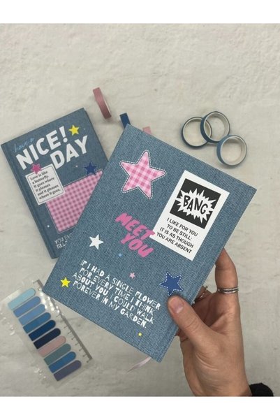 Kağıt Gemi Dükkan Nice Day Kot Desenli Renkli Özel Tasarımlı Ajanda /scrapbook/notebook/bullet Journal