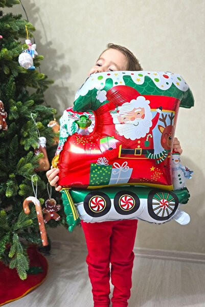 PEKSHOP قطار عيد الميلاد احباط بالون لطيف بالون عيد الميلاد