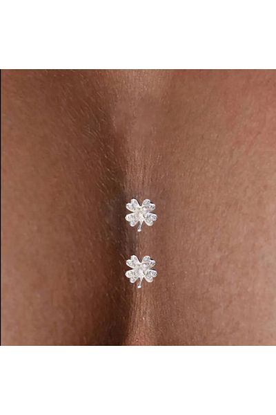 Beauty Box 2Pcs Glittering Adhesive Four Leaf Clover Chest Ornaments for Party