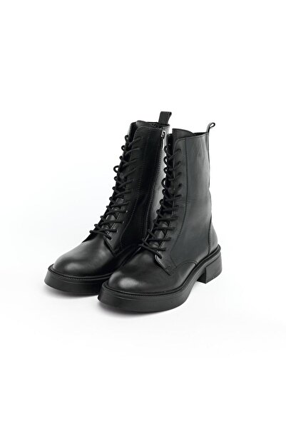 derinet Hakiki Deri Fermuarlı Kadın Uzun Bot