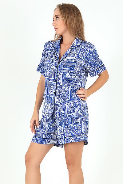 kingspearl Set de pijamale pentru femei cu mâneci scurte cu imprimeu