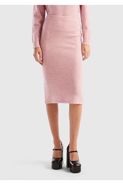 United Colors of Benetton Fusta de tricotaje de lungime midi cu logo Dusty Rose pentru femei