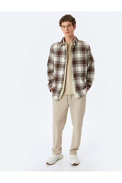Koton Jogger Ribbed Trousers with Lace-Up Waist Pocket Detail