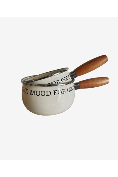 did homeware Mood Krem Emaye 2'li Sos Tenceresi Seti