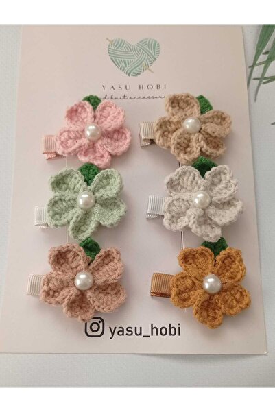 yasuhobi Yasu Hobi  Çiçekli İncili Klips Toka Set