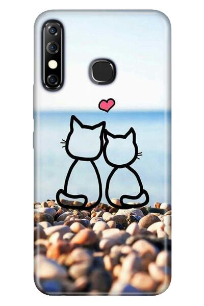 Cekuonline Case for Infinix Hot 8 Colored Pictorial Silicone Love of Cats