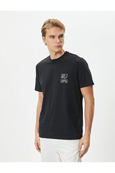 Koton Slogan Baskılı Tişört Bisiklet Yaka Kısa Kollu Pamuklu