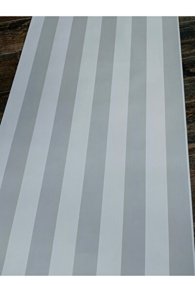 KMS HOME Blue Serisi Gri Çizgili Hava Alabilen Silinebilir Duvar Kağıdı 5 M²