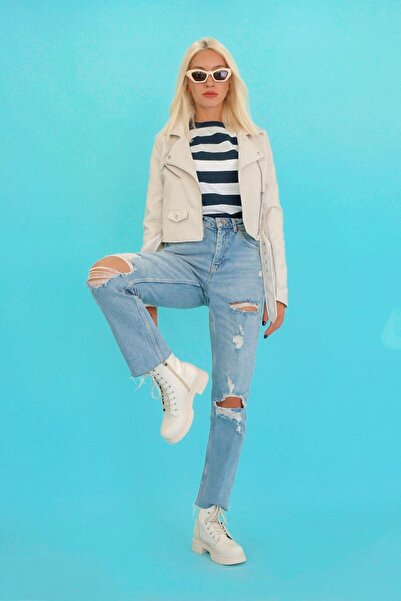 Stil Durağı Ginny Model 3 Cm Tabanlı Yeni Sezon Postal Bot Krem