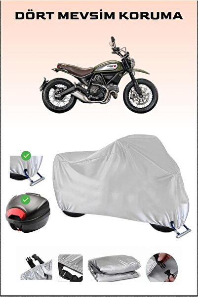 Breen Gray Motorcycle Tarpaulin Compatible with Rear Bag and Lock for Ducati ...