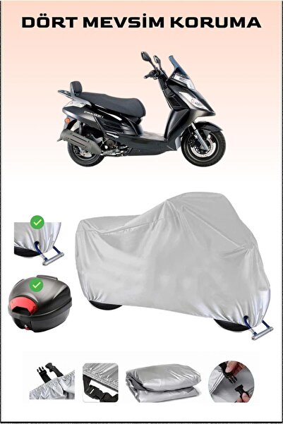 Breen مشمع دراجة نارية Kymco Dink 200i باللون الرمادي - متوافق مع الحقيبة الخ...
