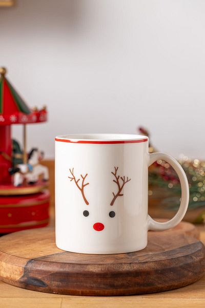 FH finehome New Year's Reindeer Porcelain Mug
