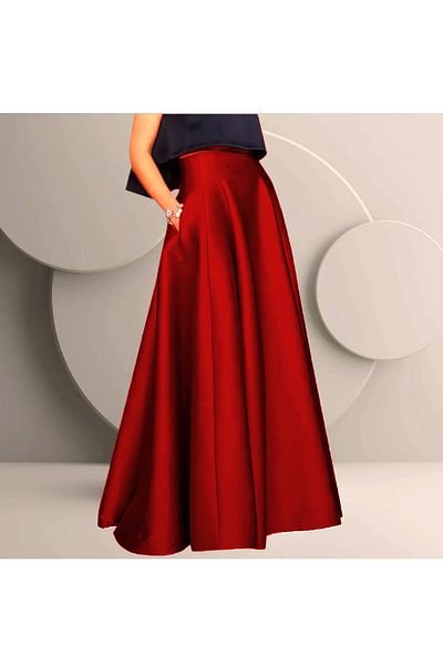NSMLİFE Women's Satin Pocketed Flared Skirt