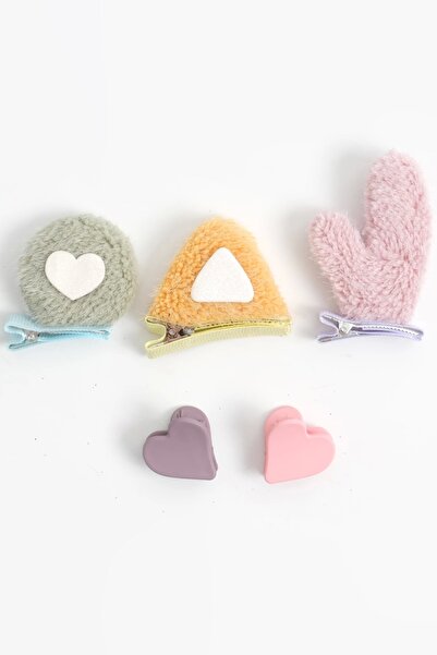 LOGO AKSESUAR Σετ αγκράφες 5 τεμαχίων με κλιπ γούνινο μικτό