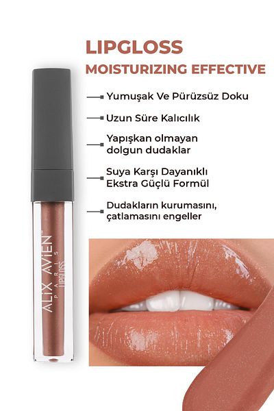Alix Avien Lipgloss 10 Sweet Caramel - Long-Lasting Non-Sticky Moisturizing Lip Gloss