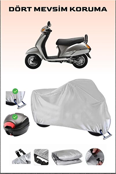 Breen Honda Activa 100 - مشمع دراجة نارية رمادي، حقيبة خلفية وقفل متوافق، آمن