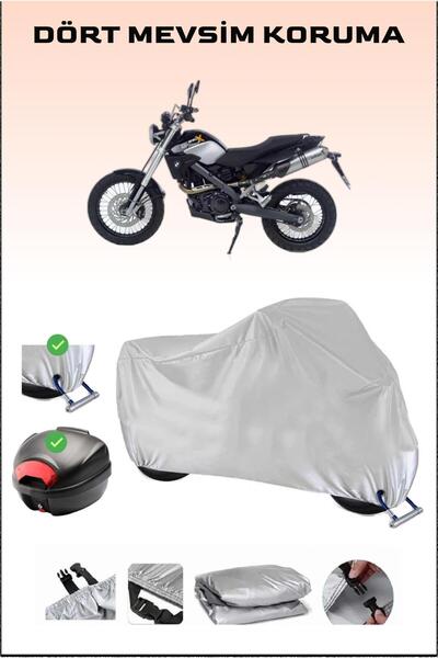 Breen BMW G 650 X Country - مشمع دراجة نارية رمادي، حقيبة خلفية وقفل متوافق، آمن