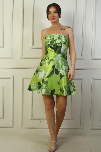By Saygı Rochie scurtă florală, căptușită, fără bretele