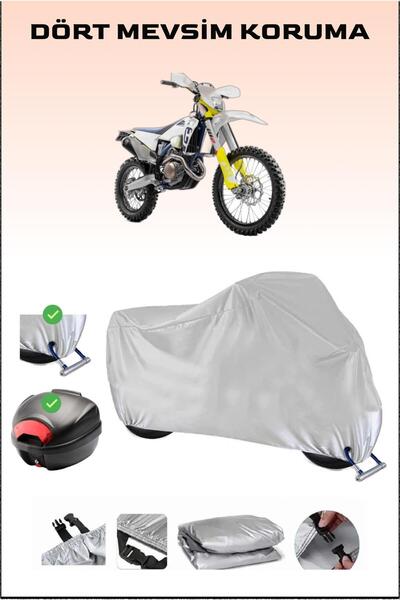 Breen مشمع دراجة نارية باللون الرمادي Husqvarna FE 501 - متوافق مع الحقيبة ال...