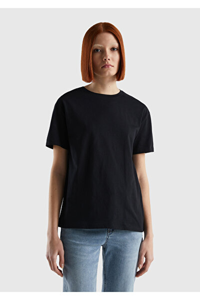 United Colors of Benetton Negru pentru femei 100% Koton basic tricou