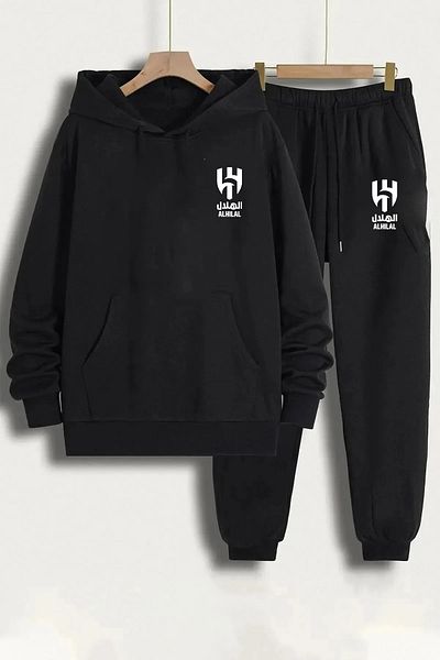 Pisa Art Al Hilal Logo Saudi Arabia Custom Design Hooded Sweatshirt & Sweatpants 2-Piece Combination