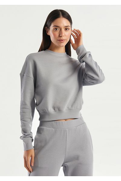 United Colors of Benetton Light Gray Logo Women's Sweatshirt - 100% Cotton, Comfortable Fit
