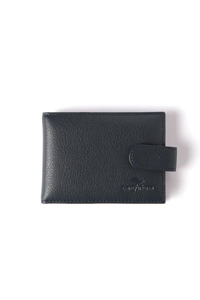 Cangurione Γνήσια δερμάτινη θήκη για κάρτες με μπλε Navy Blue Snap Closure, σταθερή και αφαιρούμενη διαφανή θήκη