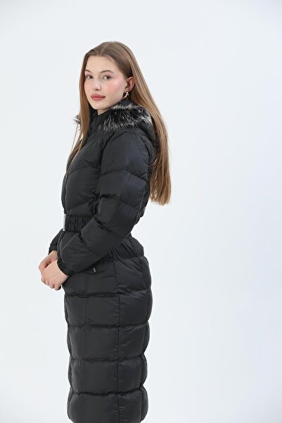 QUBERZ Black down Jacket - Hoodie and Belt