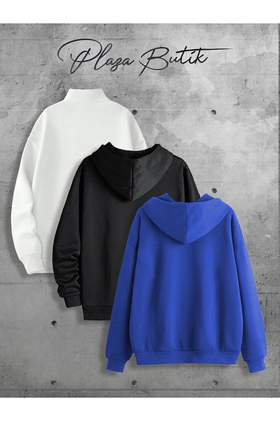 Plaza Butik Hanorac unisex cu jumătate de fermoar cu 3 fire/Jachetă de sezon - Pachet Advantage