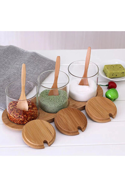 Lizzy 3-Piece Spice Set with Bamboo Stand and Spoon