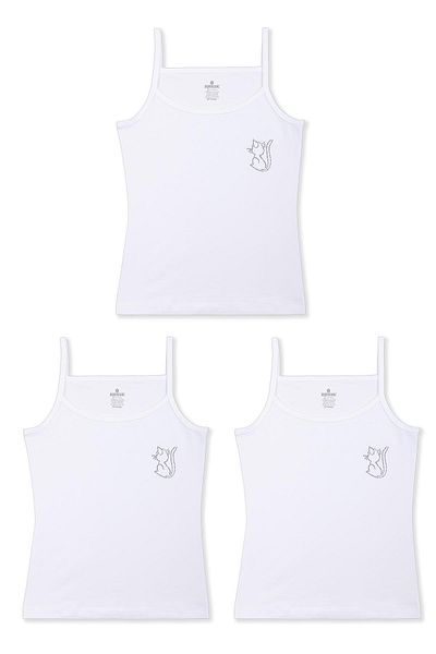 BAYKAR White Girl's Cotton Thin String Basic Undershirt - Pack of 3 4174