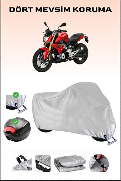 Breen BMW G 310 R - مشمع دراجة نارية رمادي، حقيبة خلفية وقفل متوافق، آمن