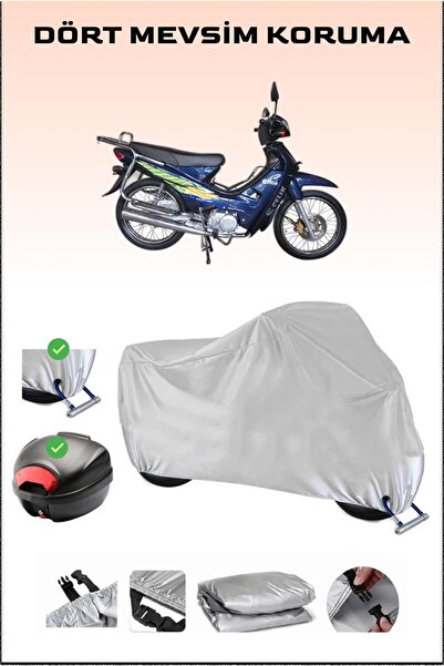 Breen مشمع دراجة نارية رمادي - حقيبة خلفية وقفل لمحرك فولاذي XGJ 100-7، آمن