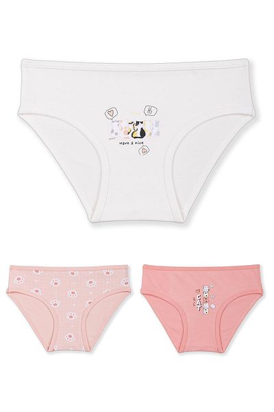 BAYKAR Chiloți Bikini Imprimați Bumbac pentru Fată - Pachet de 3 5360 Colorat