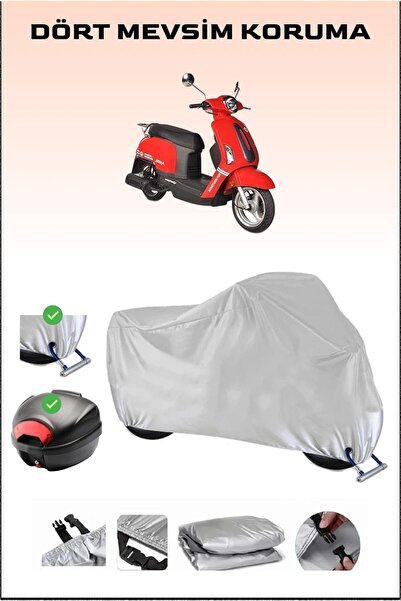 Breen Asya Scooturk-100 Motorcycle Gray Tarpaulin - Back Bag and Lock Compati...