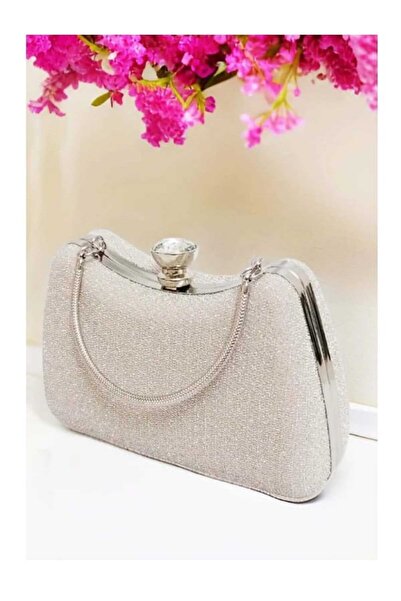 Dira Custom Silvery French Fabric Evening Bag with Armrests