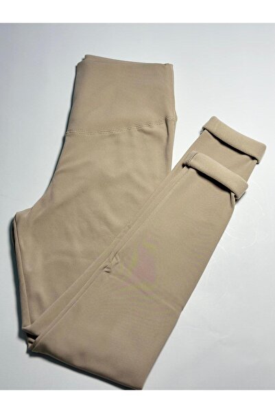 Kedi Limon Yüksek Bel Kış Sezonu İçin Şardonlu Slim Tayt