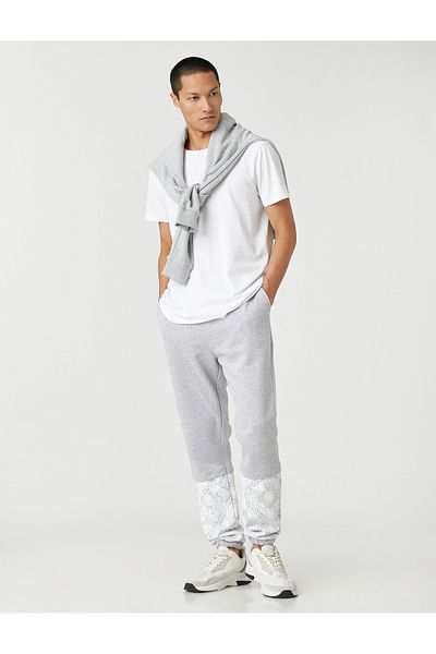Koton Φούτερ με φλοράλ εμπριμέ Basic Jogger - Ράβδος με κορδόνια στη μέση