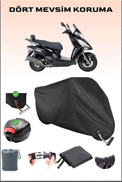 Breen حقيبة خلفية وقفل أسود لدراجة نارية Kymco Dink 200i متوافقة مع القماش ال...
