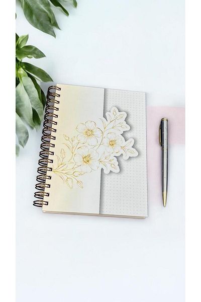 t tuğset etiket A5 - 15X21 cm Copertă rigidă spirală punctată Agendă nedatată Bloc de note Emotion-T1136