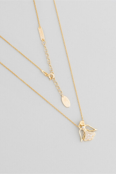 So CHIC... Neşeli Bff 18 Ayar Sarı Altın Kaplama 47 Cm Gümüş Arkadaş Kolyesi