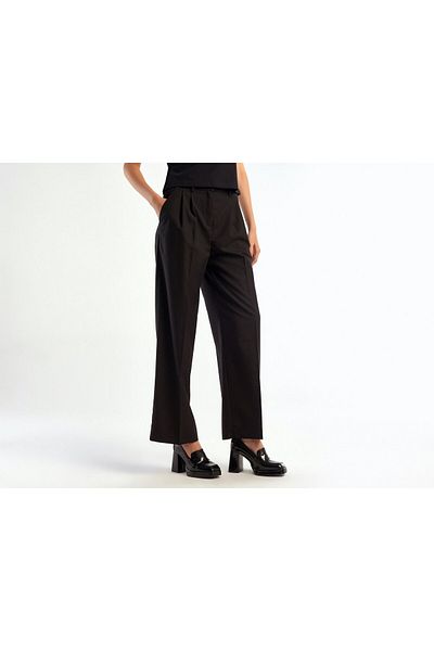 United Colors of Benetton Poliviscos negru - Pantaloni de damă cu picioare largi