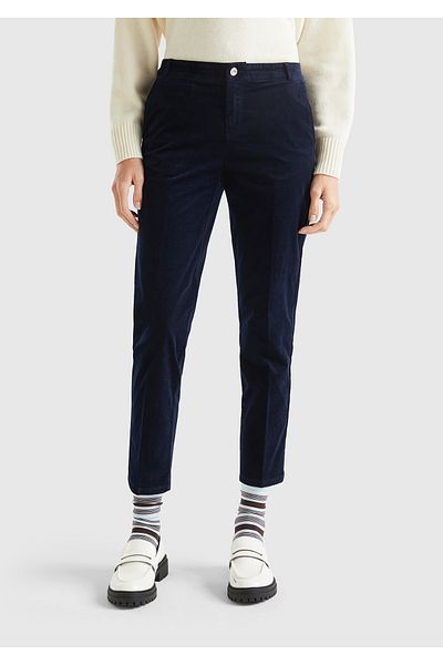 United Colors of Benetton Women's Navy Blue Velvet Chino Pants