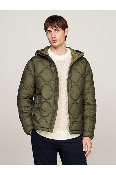 Tommy Hilfiger Mit Logo Regular Fit Steppmantel mit Kapuze, aufblasbarer Mantel für Herren, Mantel MW0MW36585 RBN