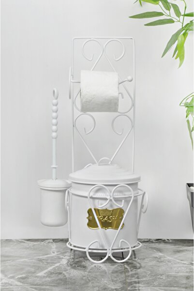 Milenay Вінтажний дизайн набір для туалету, щітка для туалету та смітник, набір 57x28x22 см, смітник діаметром 23 см