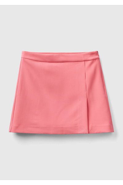 United Colors of Benetton Дамска мини пола Dusty Rose - поливискоза, страничен цип