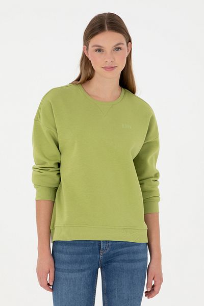 U.S. Polo Assn. Women's Pistachio Green Basic Crew Neck Sweatshirt 50297296 -Vr087