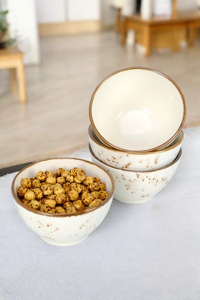 Digithome Set of 6 Porcelain Snack Bowl Presentation Bowl 10 cm Cream - Tl 4024898   C320.003