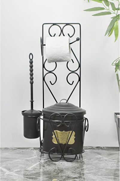 Milenay طقم مرحاض بتصميم عتيق، فرشاة مرحاض وصندوق قمامة، طقم 57 × 28 × 22 سم،...