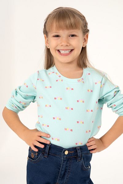 U.S. Polo Assn. Girl's Water Green Crew Neck Sweatshirt 50298175 -Vr083